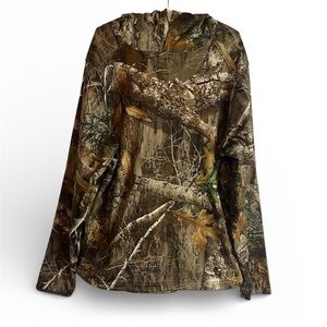Realtree Hoodie Mens Sz M Camo Hunting Outdoor Neck Gaiter Fleece Pullover Warm